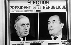 L’Ifop annonce sur Europe 1 la mise en ballottage du Général de Gaulle au 1er tour de l’élection présidentielle dès la clôture des urnes